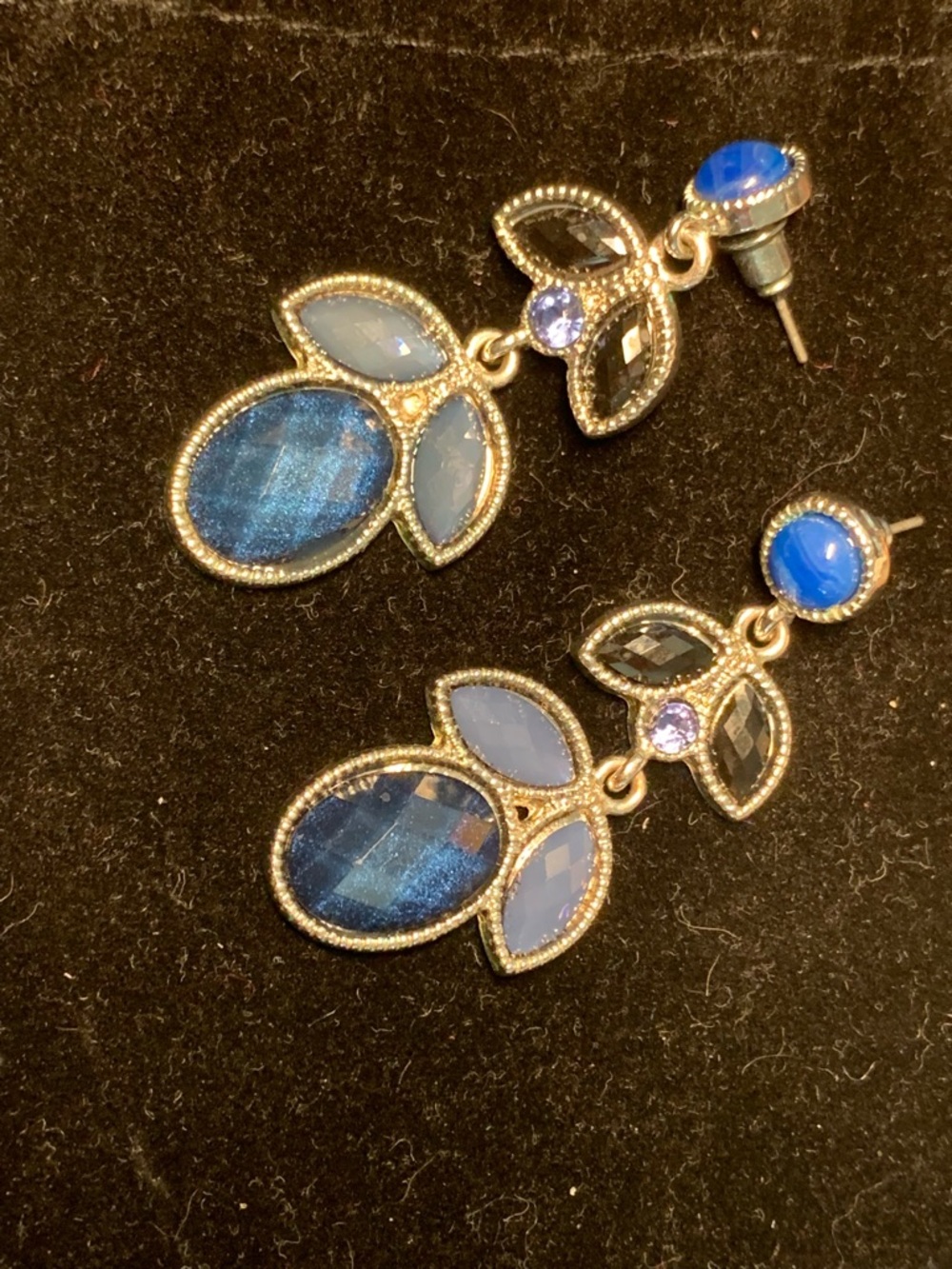 Blue Multi-Stone Drop Earrings - Elegant Women's Jewelry